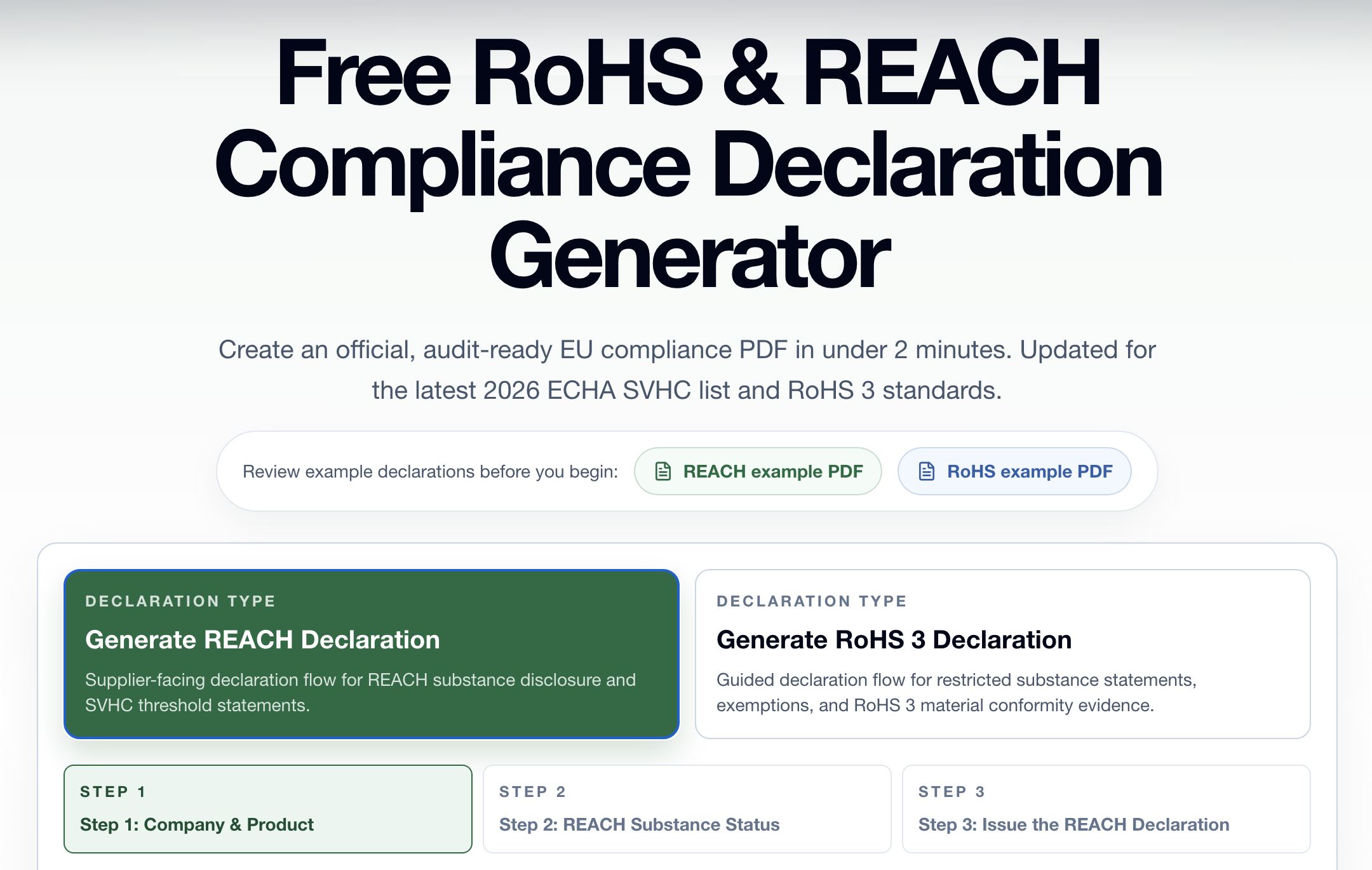 Audit-ready REACH and RoHS 3 declaration workflow for suppliers
